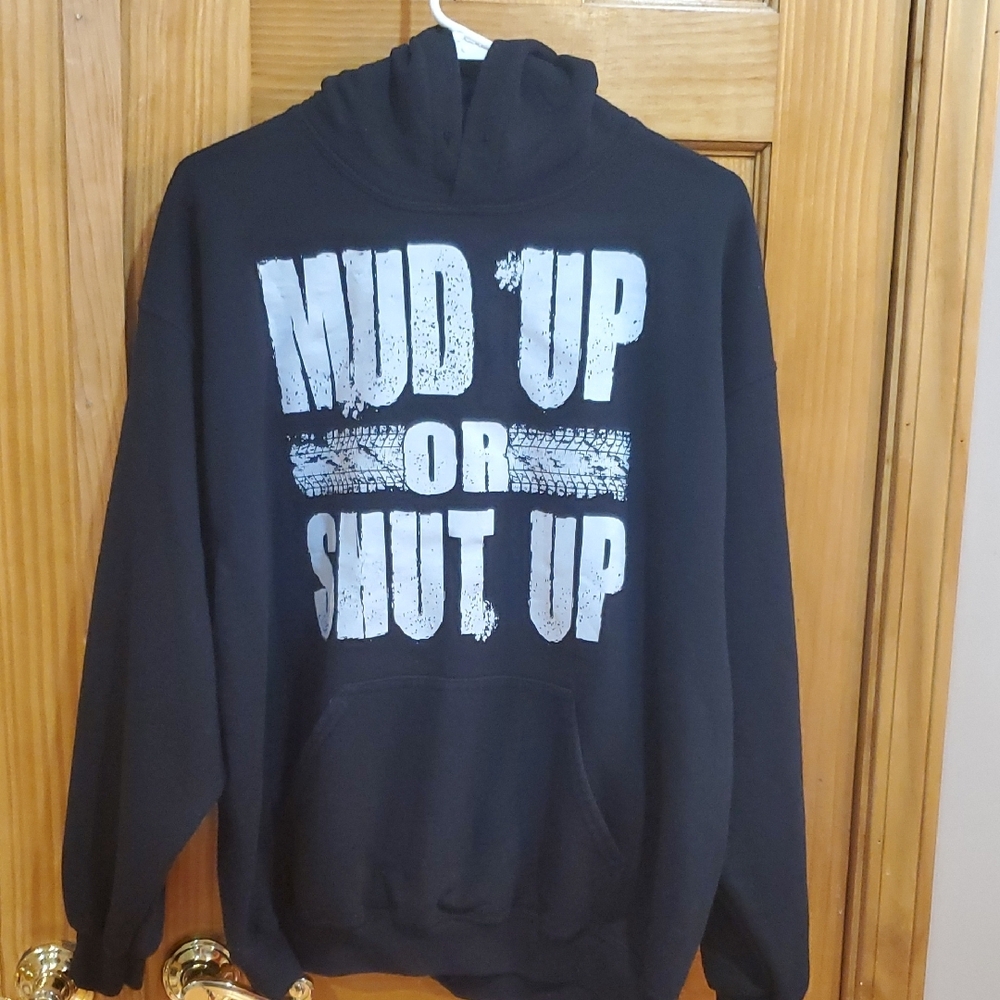 Black Graphic Hoodie Mud Up